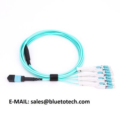 Cavo patch cord MPO a LC uniboot 8 core OM3 in fibra ottica, cavo trunk MTP a LC uniboot 8 fibre OM3 in fibra ottica