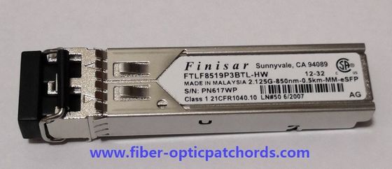 La fibra 1000BASE-SX e 2G incanala la tempera ottica finisar di industriale del ricetrasmettitore 850nm 500m FTLF8519P3BTL-HW di 2.125G SFP